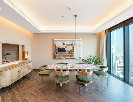 Zabeel One dining room with modern interior