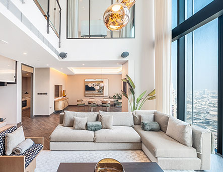 Zabeel One panoramic lounge with luxury interiors