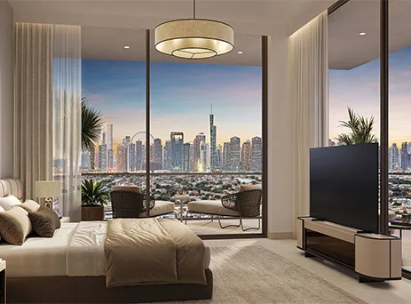 sol levante bedroom interior at evening