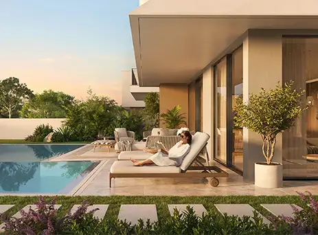 golf lane villa with a private pool and garden
