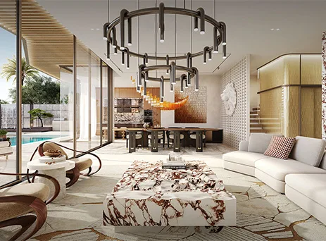 open plan living room in a six bedroom villa