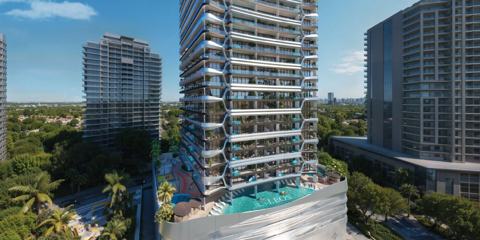 hadley heights 2 tower and pool viewed from above