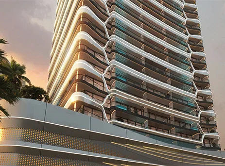 hadley heights 2 curved facade viewed upward
