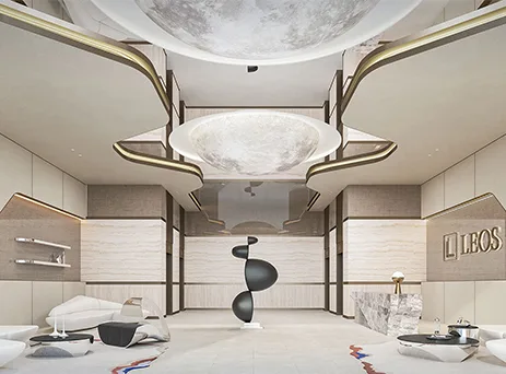 hadley heights 2 luxury lobby with sculptural lighting
